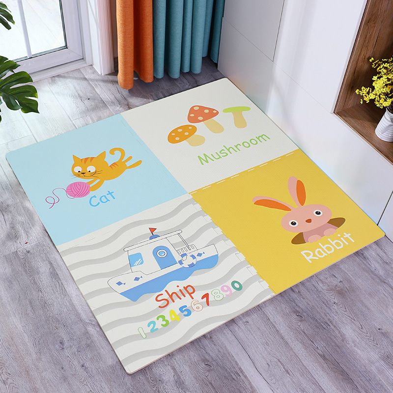 Covoraș pentru înaintare bebeluși, burete gros, pătrat, model desen animat, PE material, pentru living, dormitor și spațiu de studiu.