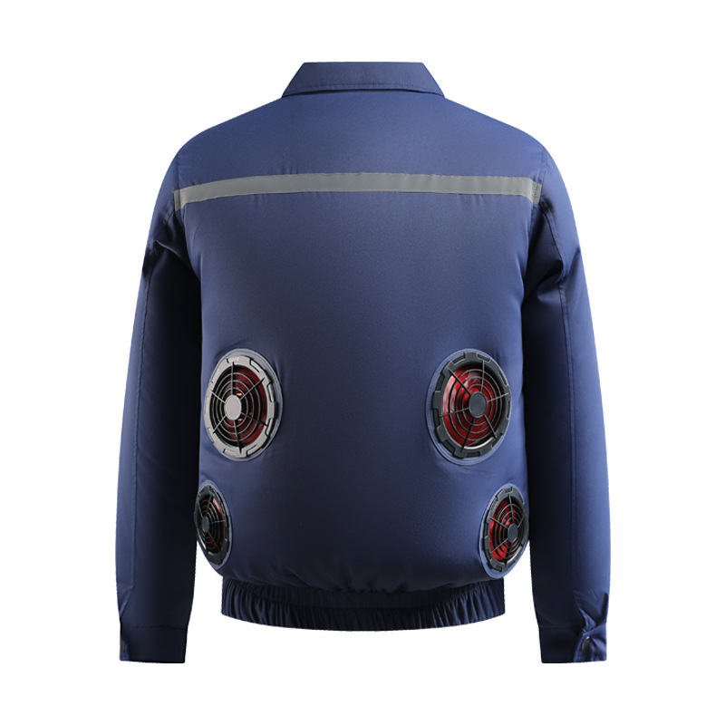 Geacă de lucru cu răcire prin patru ventilatoare, 100% poliester, camuflaj masculin, pentru șantiere, vara 2024