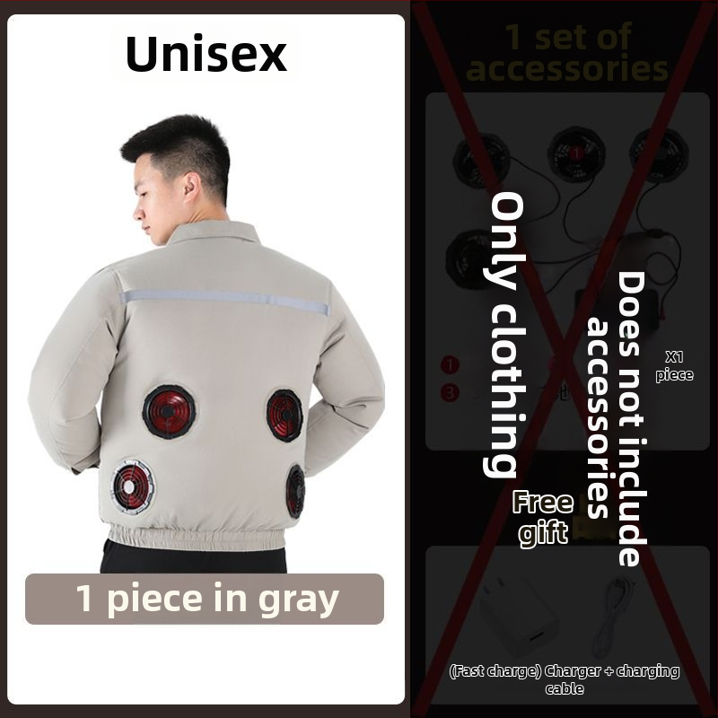 Geacă de lucru cu răcire prin patru ventilatoare, 100% poliester, camuflaj masculin, pentru șantiere, vara 2024