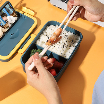 Kutija za ručak - od plastike, izolirana, dvostruki sloj, pogodna za mikrovalnu (Kapacitet 1-2 L)