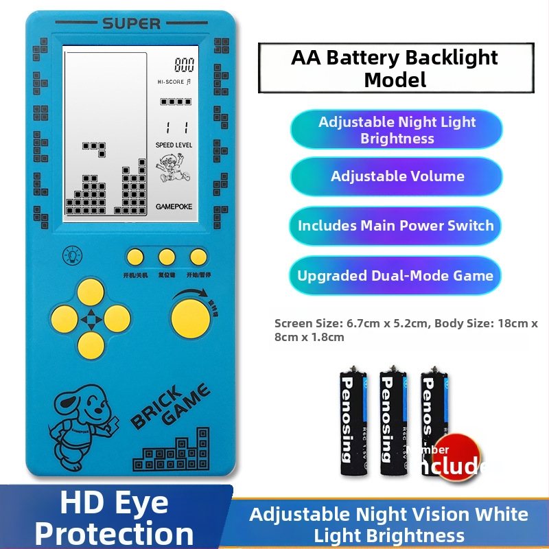 Új hordozható Tetris konzol – egyjátékos, 14+ éves, nosztalgikus retró stílus.