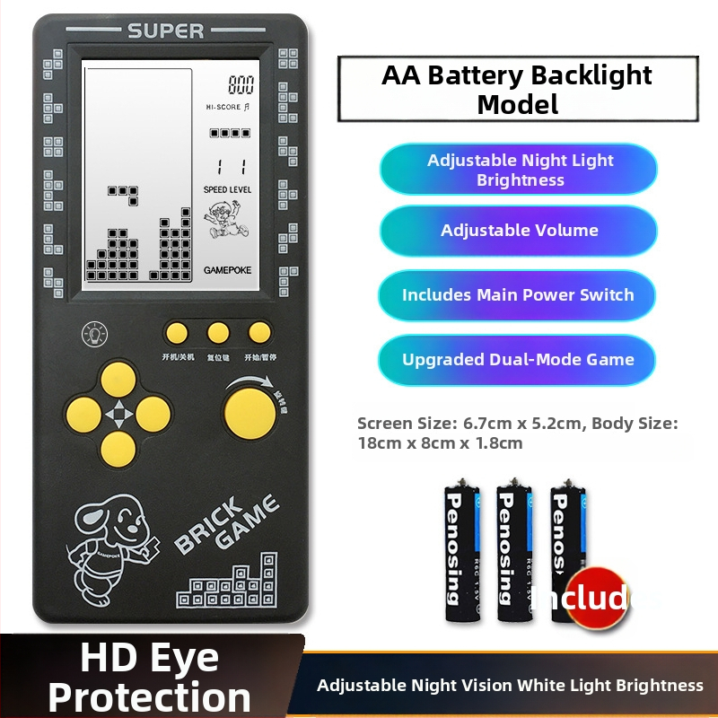 Új hordozható Tetris konzol – egyjátékos, 14+ éves, nosztalgikus retró stílus.