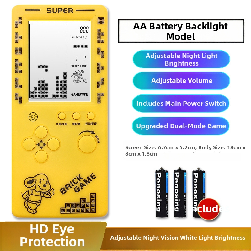 Új hordozható Tetris konzol – egyjátékos, 14+ éves, nosztalgikus retró stílus.