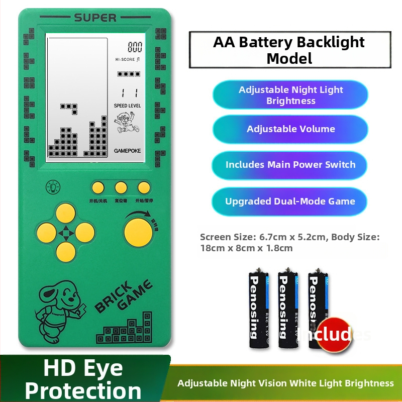 Új hordozható Tetris konzol – egyjátékos, 14+ éves, nosztalgikus retró stílus.