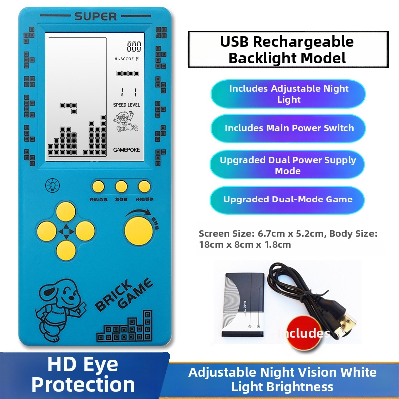 Új hordozható Tetris konzol – egyjátékos, 14+ éves, nosztalgikus retró stílus.