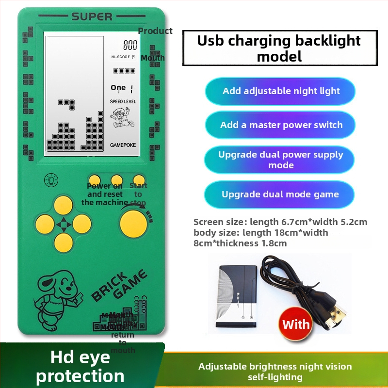 Új hordozható Tetris konzol – egyjátékos, 14+ éves, nosztalgikus retró stílus.