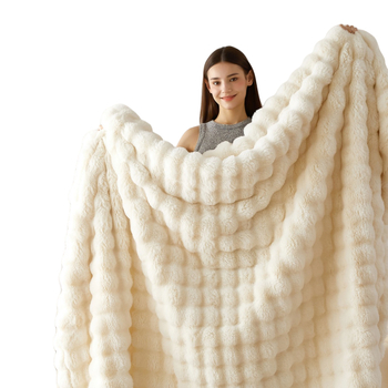Κουβέρτα από μαλλί λαγού – διπλής όψης plush, καρό σχέδιο, βελούδο γάλακτος, για όλες τις εποχές