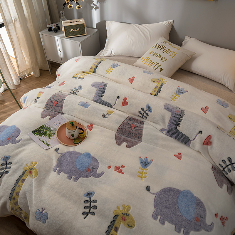 Κουβέρτα από βελούδο φλάνελ με γεωμετρικό σχέδιο, πολυεστέρας, κάτω από 300 g, για όλες τις εποχές