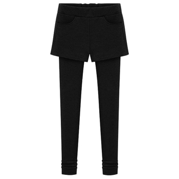Hlače u stilu culottes s flisom, visokim strukom, debeli materijal, jednofarbe, podizanje bokova