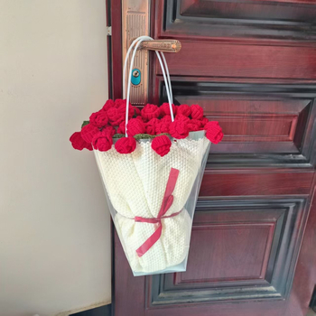 Χειροποίητη πλεκτή κουβέρτα με μοτίβο μπουκέτου ροδων, στυλ πριγκίπισσας, 450 γ/μ²