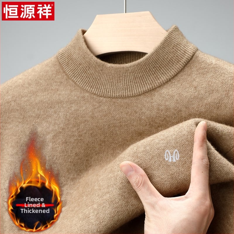 Ανδρικό υπόδημα από 100% κασμίρι, φλις επένδυση, παχύς, μακριά μανίκια, ημι-ύψος γιακάς, χειμώνας