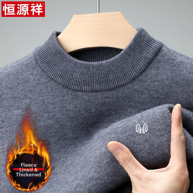 Ανδρικό υπόδημα από 100% κασμίρι, φλις επένδυση, παχύς, μακριά μανίκια, ημι-ύψος γιακάς, χειμώνας