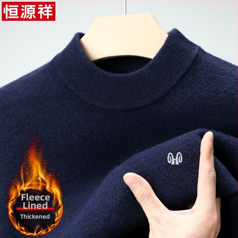 Ανδρικό υπόδημα από 100% κασμίρι, φλις επένδυση, παχύς, μακριά μανίκια, ημι-ύψος γιακάς, χειμώνας