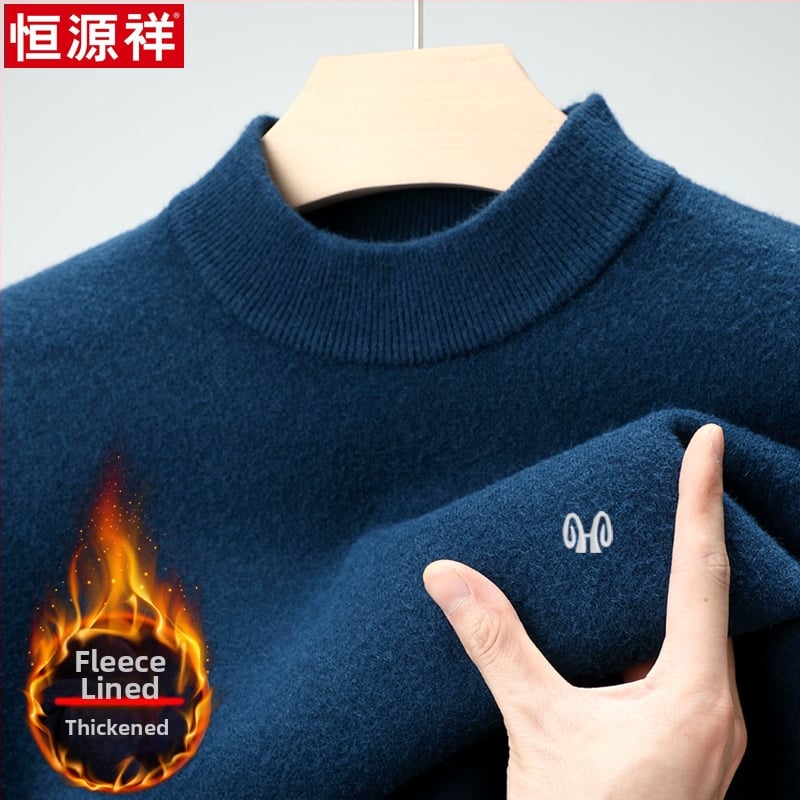 Ανδρικό υπόδημα από 100% κασμίρι, φλις επένδυση, παχύς, μακριά μανίκια, ημι-ύψος γιακάς, χειμώνας