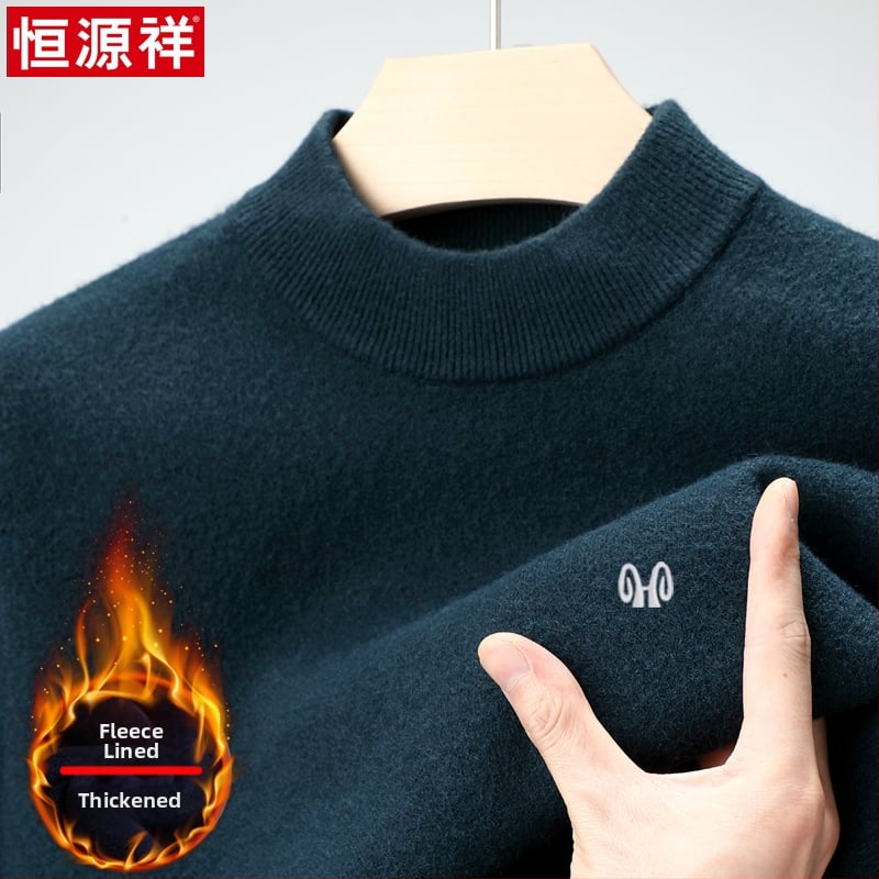 Ανδρικό υπόδημα από 100% κασμίρι, φλις επένδυση, παχύς, μακριά μανίκια, ημι-ύψος γιακάς, χειμώνας