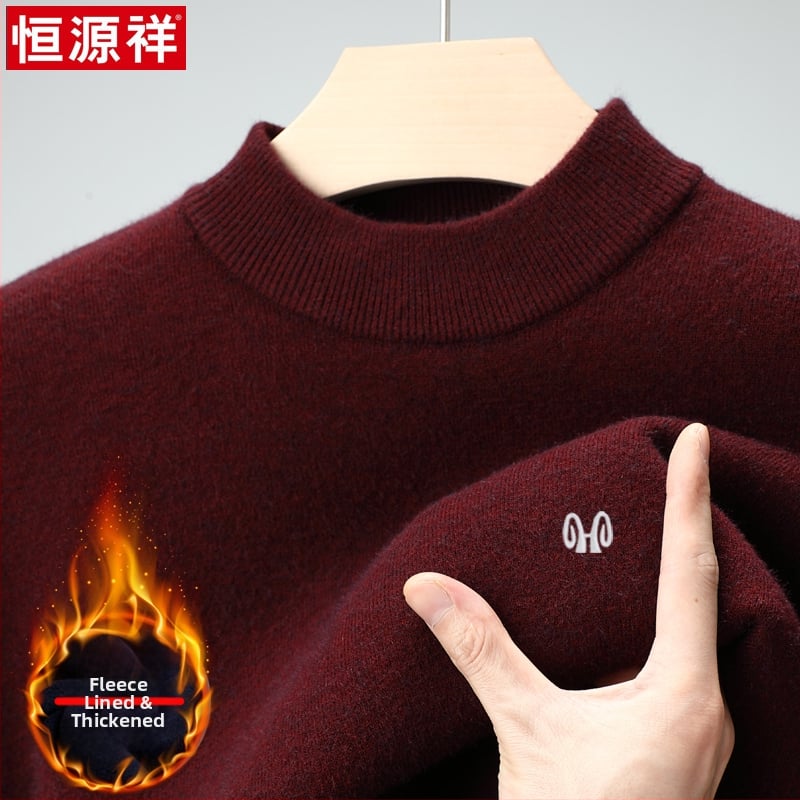 Ανδρικό υπόδημα από 100% κασμίρι, φλις επένδυση, παχύς, μακριά μανίκια, ημι-ύψος γιακάς, χειμώνας