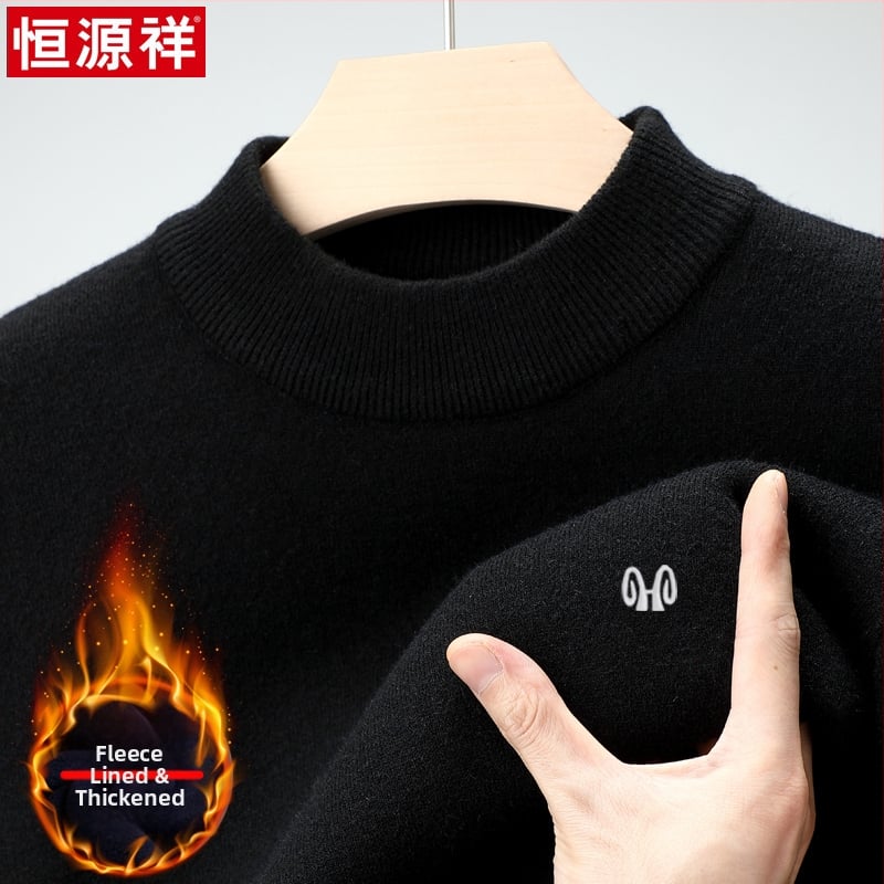 Ανδρικό υπόδημα από 100% κασμίρι, φλις επένδυση, παχύς, μακριά μανίκια, ημι-ύψος γιακάς, χειμώνας