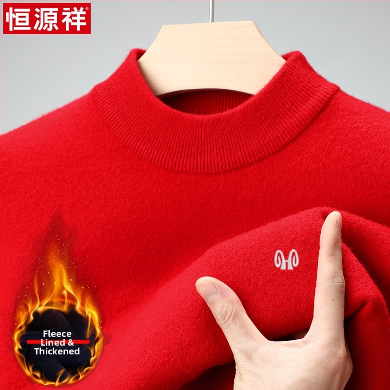 Ανδρικό υπόδημα από 100% κασμίρι, φλις επένδυση, παχύς, μακριά μανίκια, ημι-ύψος γιακάς, χειμώνας