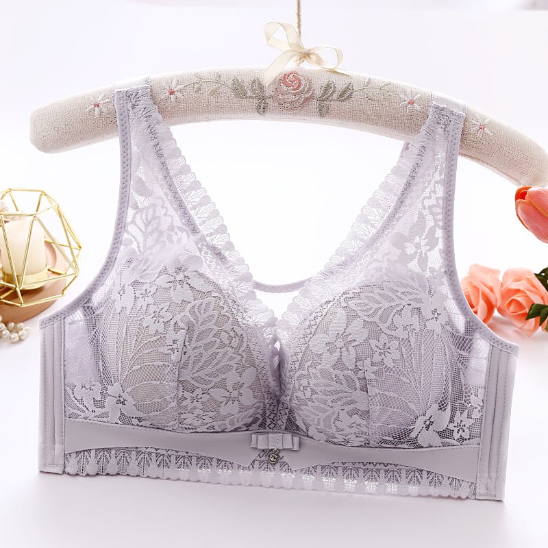 Ασύρματο δαντελένιο σουτιέν Push-Up με 3/4 κύπελλα, πλευρική στήριξη, ρυθμιζόμενες τιράντες, πολυτελής σχεδιασμός