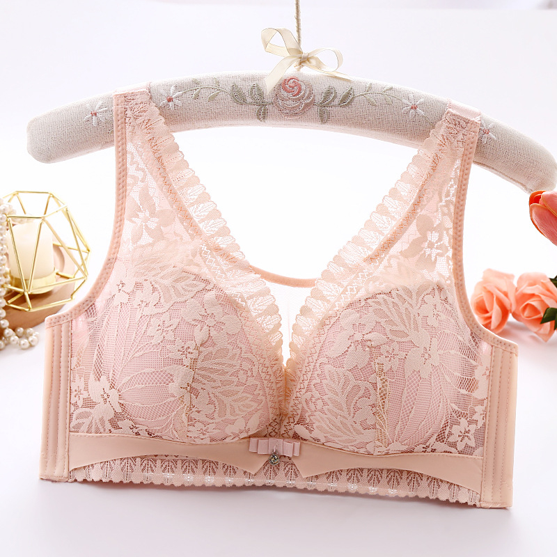 Ασύρματο δαντελένιο σουτιέν Push-Up με 3/4 κύπελλα, πλευρική στήριξη, ρυθμιζόμενες τιράντες, πολυτελής σχεδιασμός