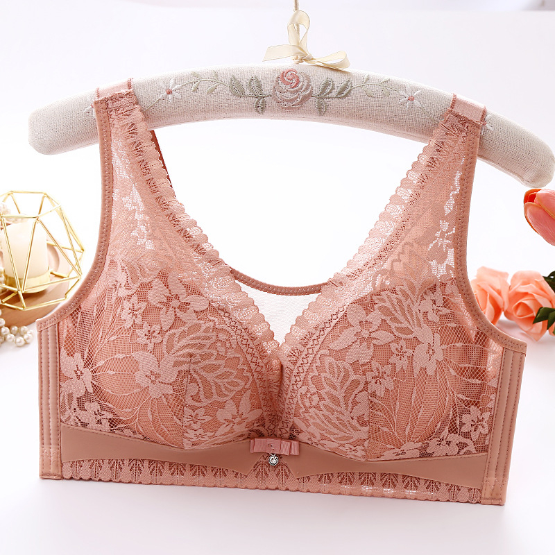 Ασύρματο δαντελένιο σουτιέν Push-Up με 3/4 κύπελλα, πλευρική στήριξη, ρυθμιζόμενες τιράντες, πολυτελής σχεδιασμός