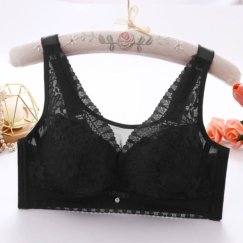 Ασύρματο δαντελένιο σουτιέν Push-Up με 3/4 κύπελλα, πλευρική στήριξη, ρυθμιζόμενες τιράντες, πολυτελής σχεδιασμός