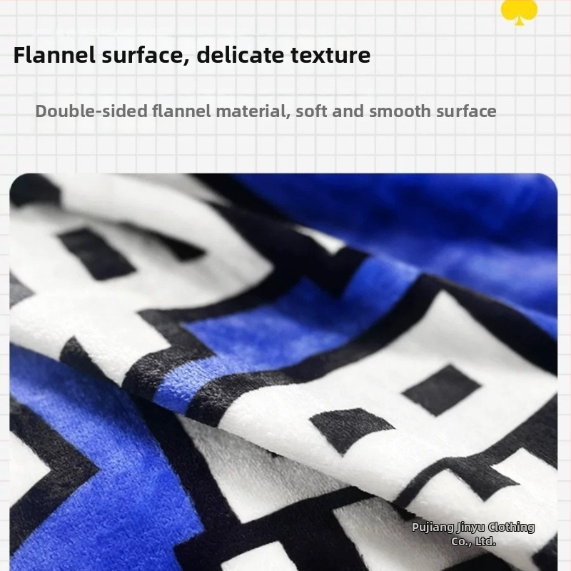 Jinyu φλανελ κουβέρτα με γεωμετρικό και καρτούν μοτίβο, 300–500 g, κατάλληλη για όλο το χρόνο.