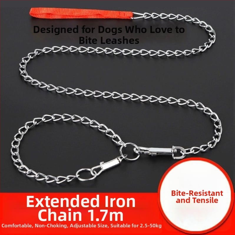 Кучешка каишка с железен синджир – верижна каишка за домашни любимци, висулка