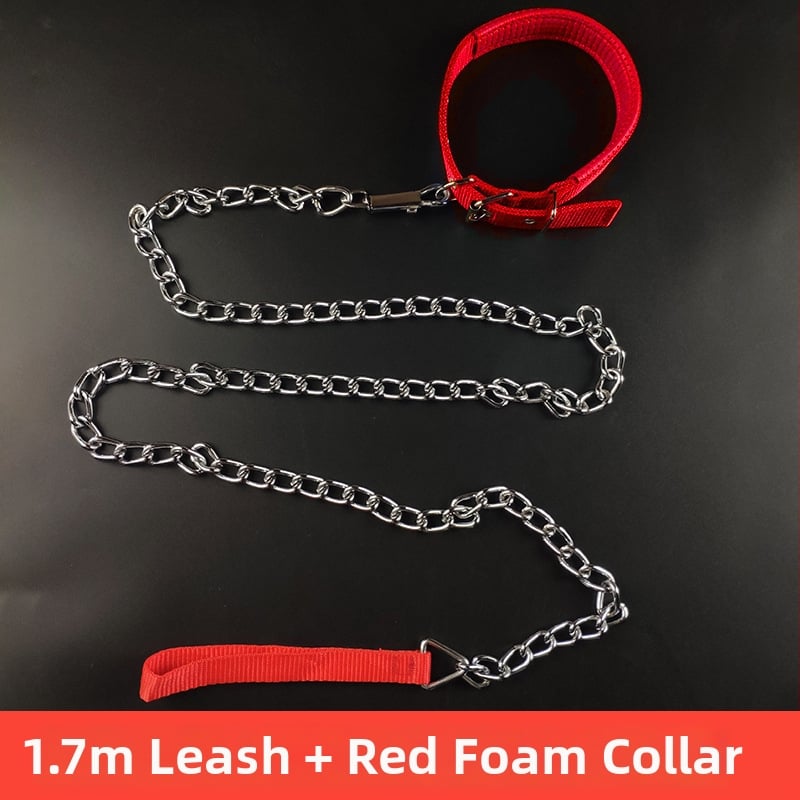 Кучешка каишка с железен синджир – верижна каишка за домашни любимци, висулка