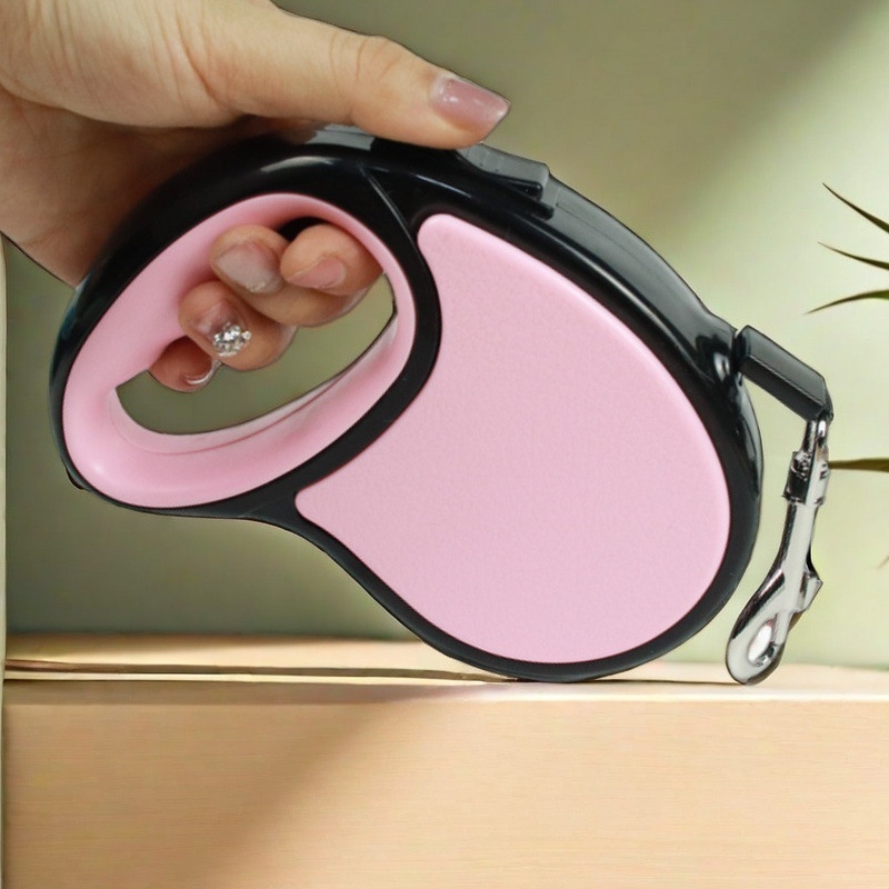 Телескопична каишка за кучета с еднобутонно спиране и антиразкъсване, нейлонова конструкция, регулируема