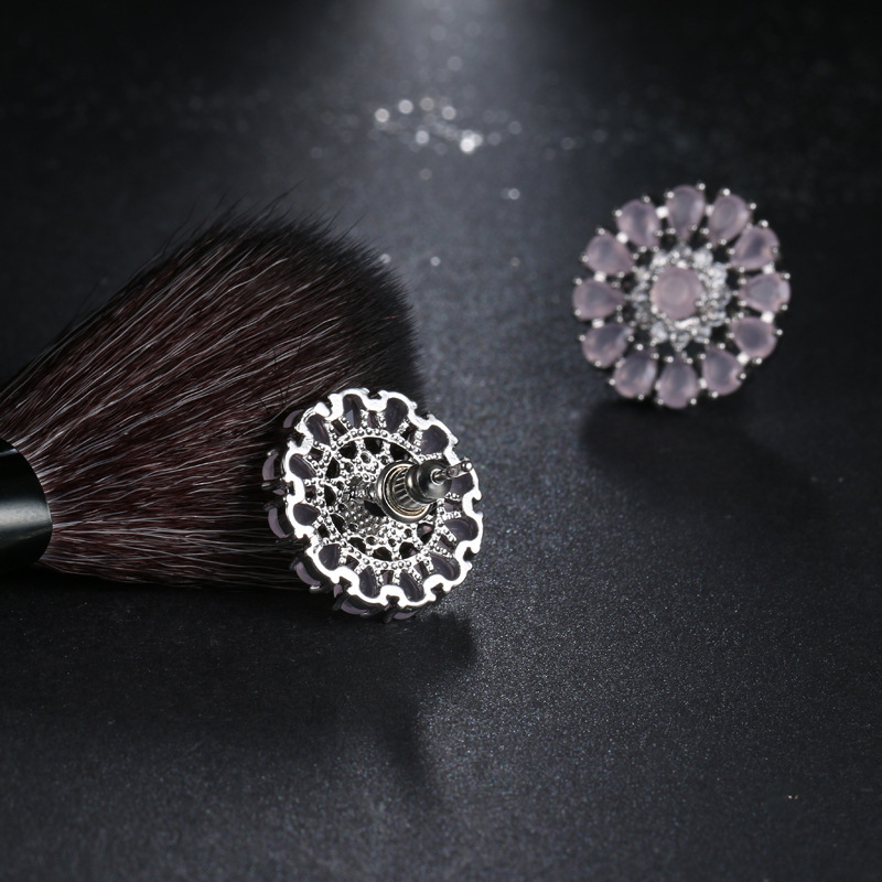 Naušnice od bakra, cirkon u kapljici vode, cvjetni dizajn, za žene — Dark Night Accessories