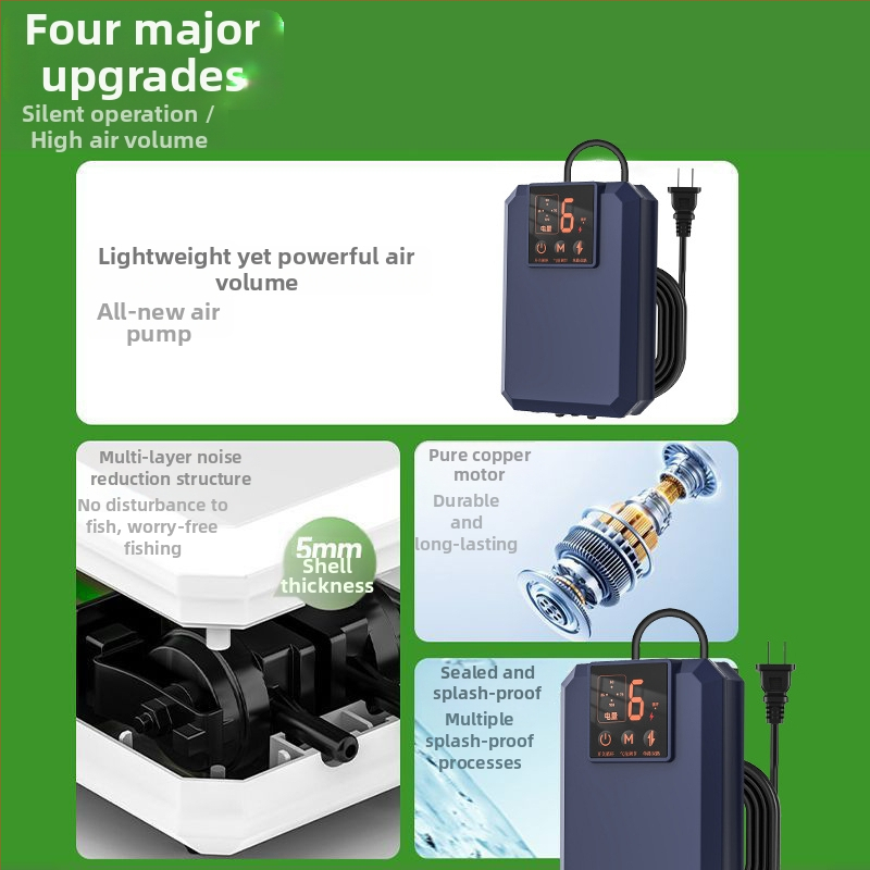 Φορητός οξυγονωτής ενυδρείου – 220V AC, 32 dB σιωπηρή λειτουργία, πλήρως αυτοματοποιημένος, 209 g, Dream come true