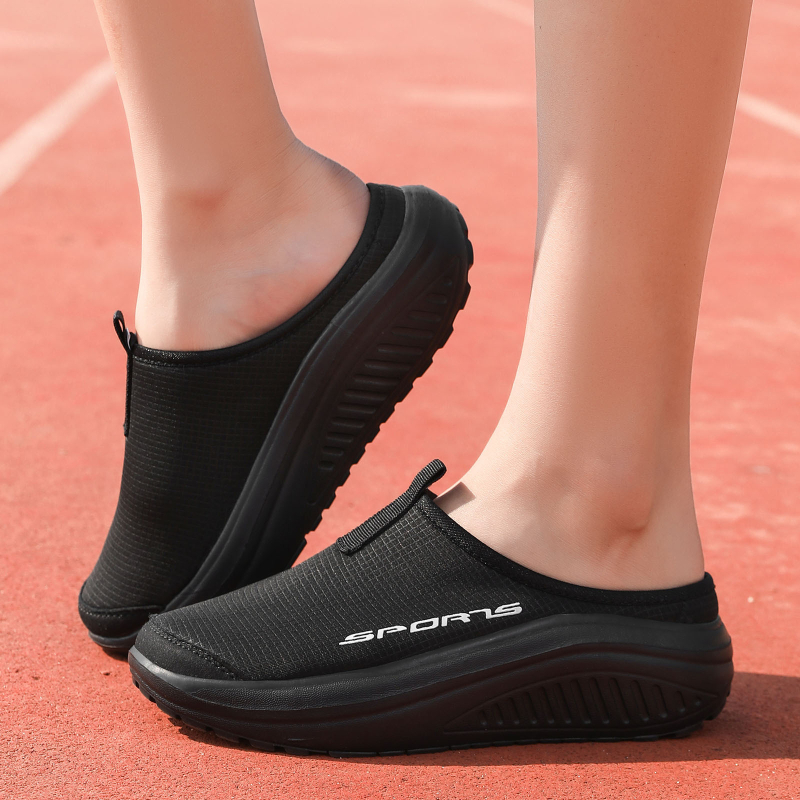 Unisex Wrap Toe Slip-On cipele, mrežasti gornji dio, zaobljeni vrh, EVA đon, klinasti potplat
