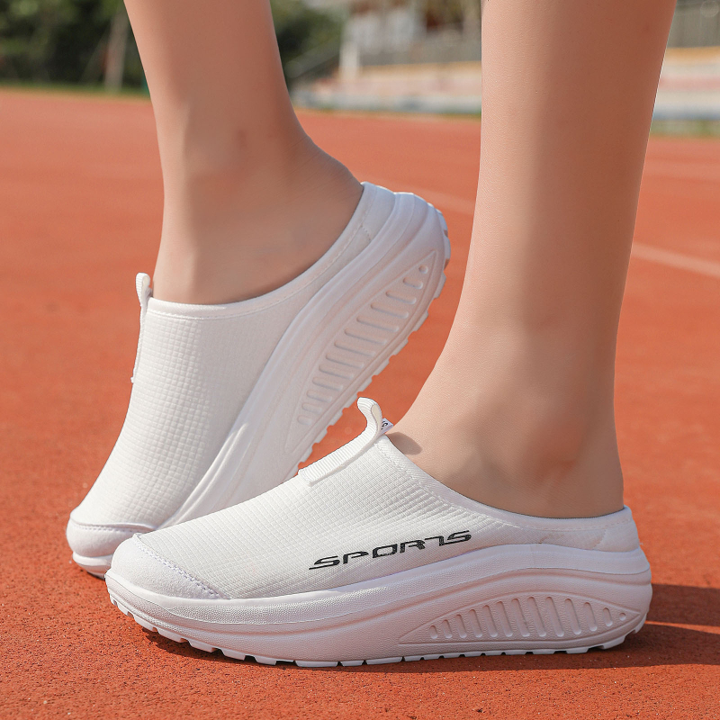 Unisex Wrap Toe Slip-On cipele, mrežasti gornji dio, zaobljeni vrh, EVA đon, klinasti potplat