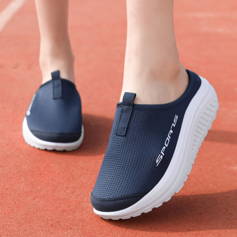 Unisex Wrap Toe Slip-On cipele, mrežasti gornji dio, zaobljeni vrh, EVA đon, klinasti potplat