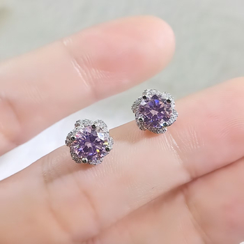 Naušnice | Geometrijski dizajn, srebrni premaz, cirkonij u umetku; Kangzhina Jewelry; svjež i sladak stil