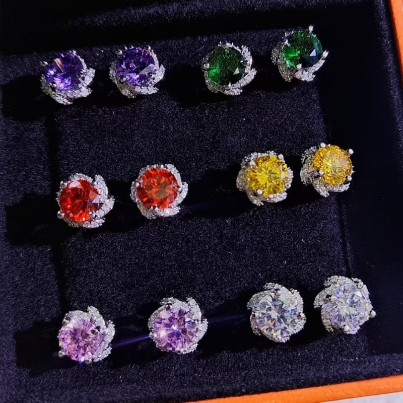 Naušnice | Geometrijski dizajn, srebrni premaz, cirkonij u umetku; Kangzhina Jewelry; svjež i sladak stil