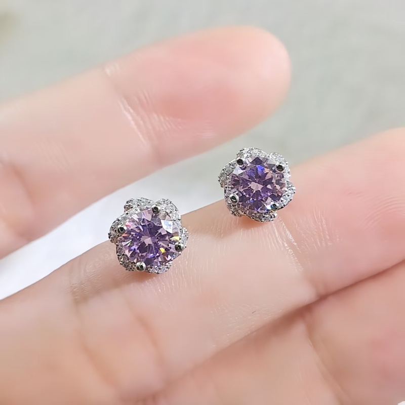 Naušnice | Geometrijski dizajn, srebrni premaz, cirkonij u umetku; Kangzhina Jewelry; svjež i sladak stil