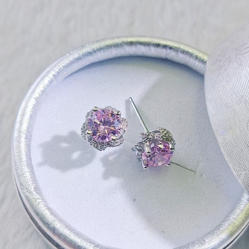 Naušnice | Geometrijski dizajn, srebrni premaz, cirkonij u umetku; Kangzhina Jewelry; svjež i sladak stil