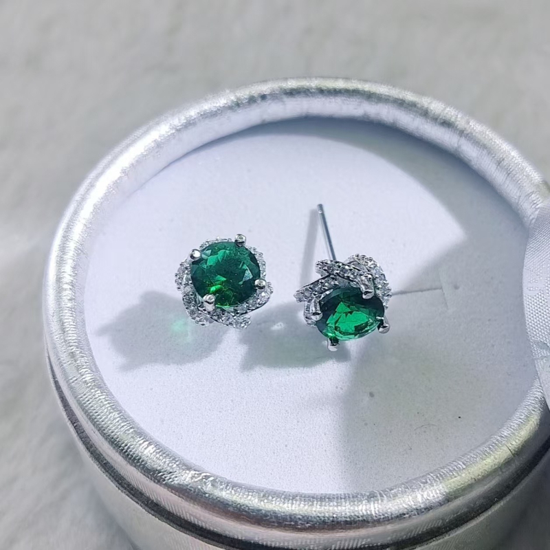 Naušnice | Geometrijski dizajn, srebrni premaz, cirkonij u umetku; Kangzhina Jewelry; svjež i sladak stil
