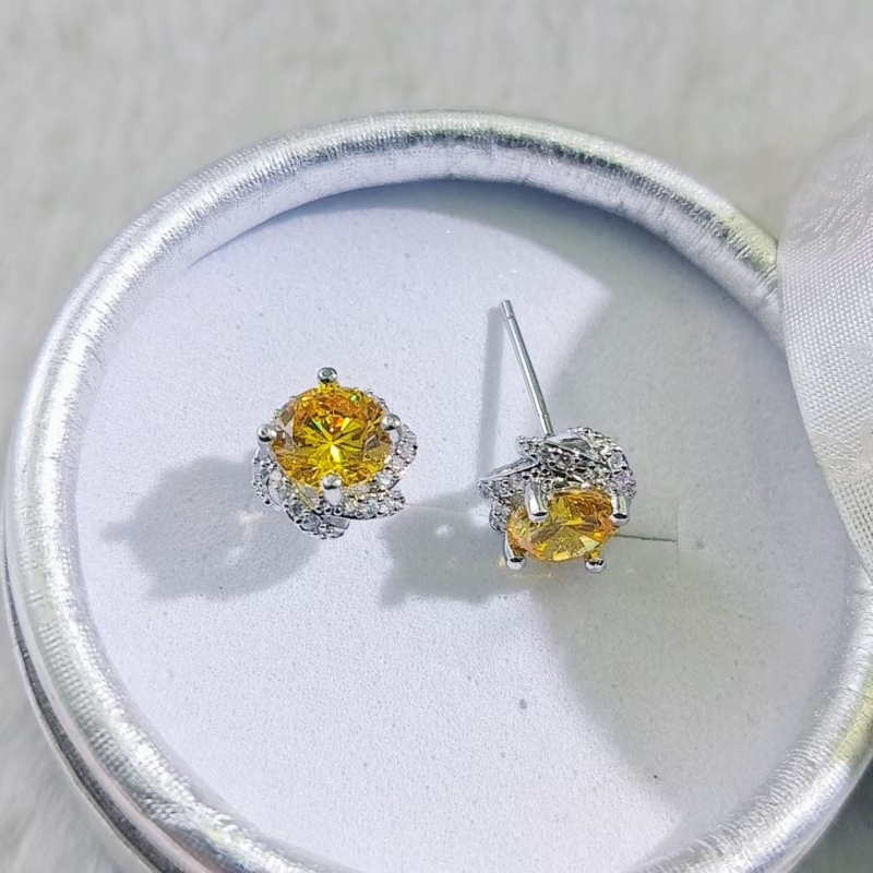 Naušnice | Geometrijski dizajn, srebrni premaz, cirkonij u umetku; Kangzhina Jewelry; svjež i sladak stil