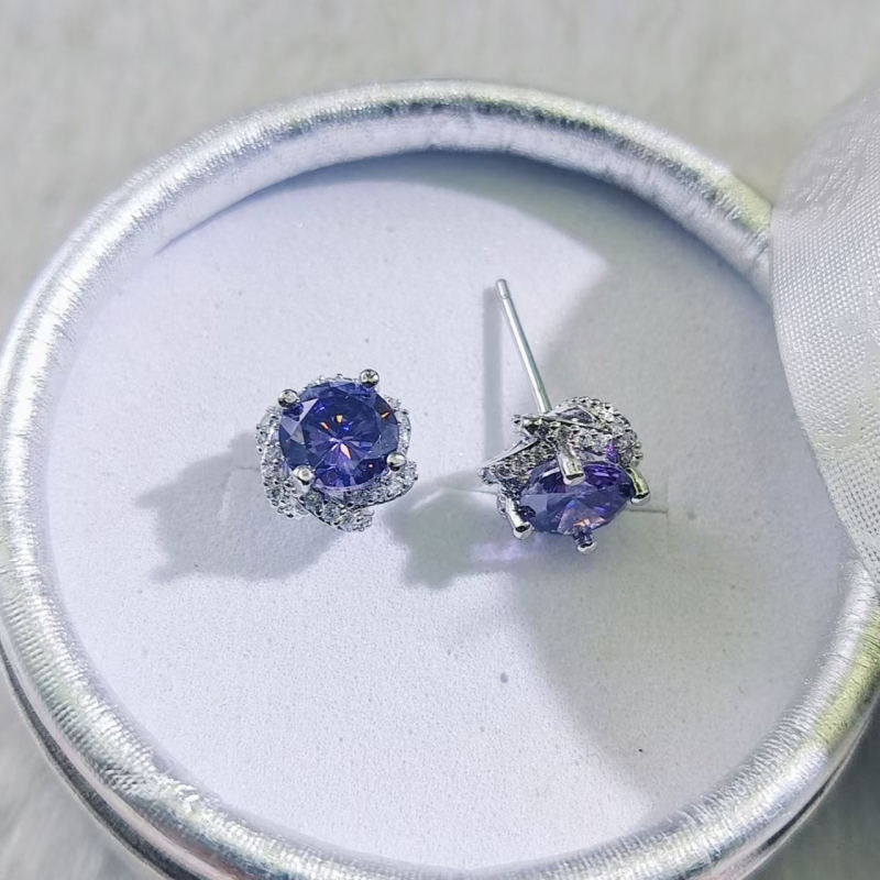 Naušnice | Geometrijski dizajn, srebrni premaz, cirkonij u umetku; Kangzhina Jewelry; svjež i sladak stil
