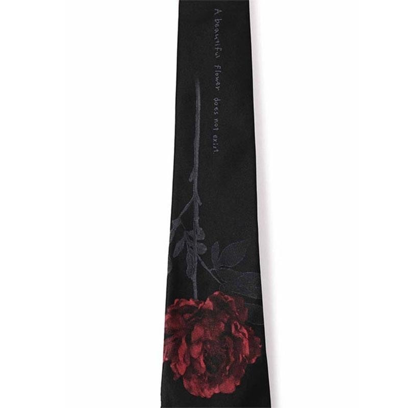 Kravata Yohji Yamamoto s otiskom ruže, Diablo serija, unisex, materijal rayon, oblik cvijeta, proljeće 2025