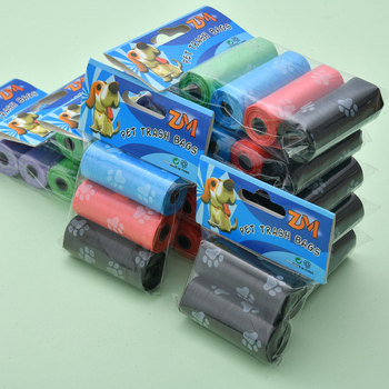 Pungi pentru gunoi de animale de companie cu imprimeu floral, rulou continuu, plastic gros, ambalaj cu mai multe role, pentru utilizare în exterior