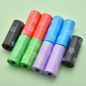 Pungi pentru gunoi de animale de companie cu imprimeu floral, rulou continuu, plastic gros, ambalaj cu mai multe role, pentru utilizare în exterior
