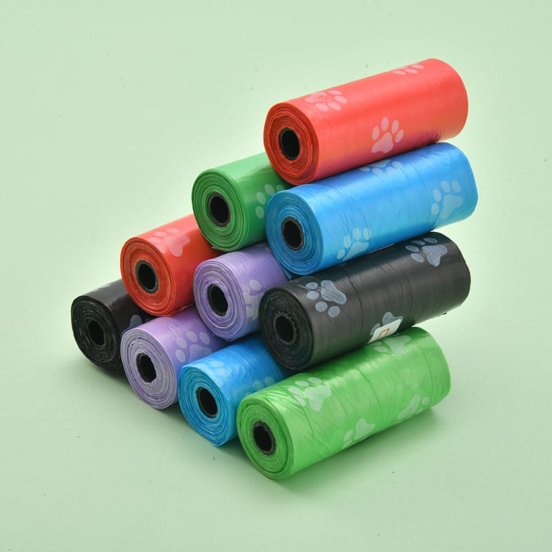 Pungi pentru gunoi de animale de companie cu imprimeu floral, rulou continuu, plastic gros, ambalaj cu mai multe role, pentru utilizare în exterior