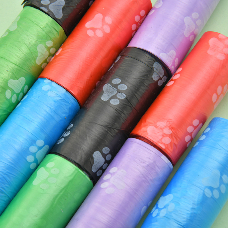 Pungi pentru gunoi de animale de companie cu imprimeu floral, rulou continuu, plastic gros, ambalaj cu mai multe role, pentru utilizare în exterior