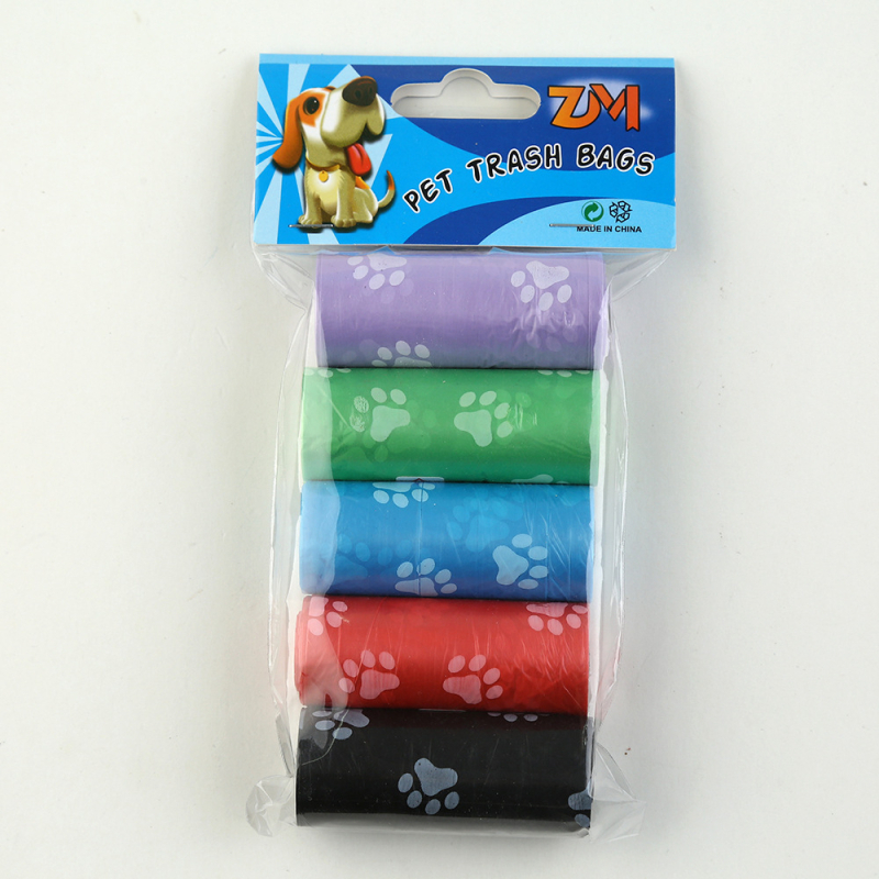 Pungi pentru gunoi de animale de companie cu imprimeu floral, rulou continuu, plastic gros, ambalaj cu mai multe role, pentru utilizare în exterior