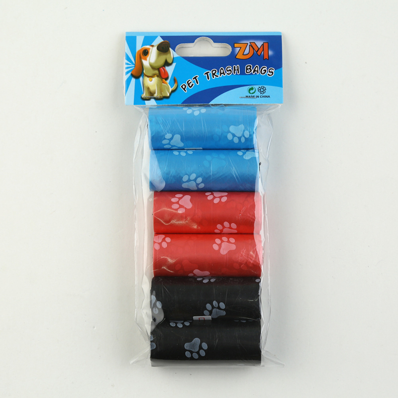 Pungi pentru gunoi de animale de companie cu imprimeu floral, rulou continuu, plastic gros, ambalaj cu mai multe role, pentru utilizare în exterior