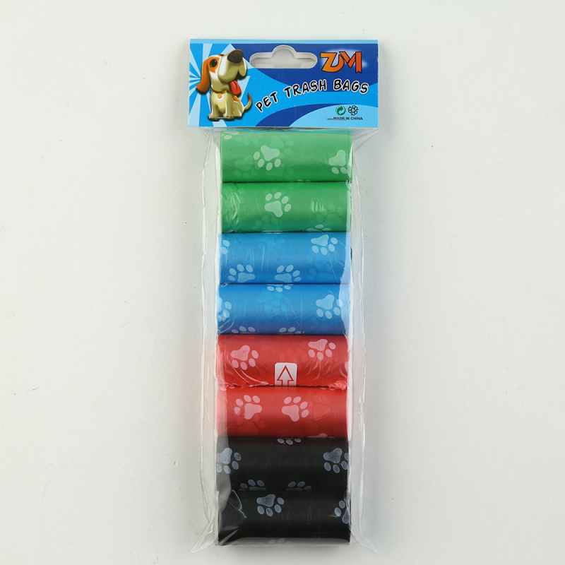 Pungi pentru gunoi de animale de companie cu imprimeu floral, rulou continuu, plastic gros, ambalaj cu mai multe role, pentru utilizare în exterior